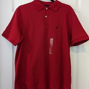 Nautica Mens Red Polo performance deck classic fit size S